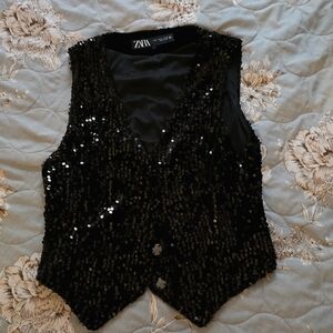 Zara black sequins vest size M